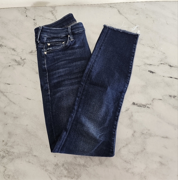 MOTHER High Waisted Looker Ankle Fray High Rise Dark Blue Skinny Jeans 26 - Picture 5 of 11
